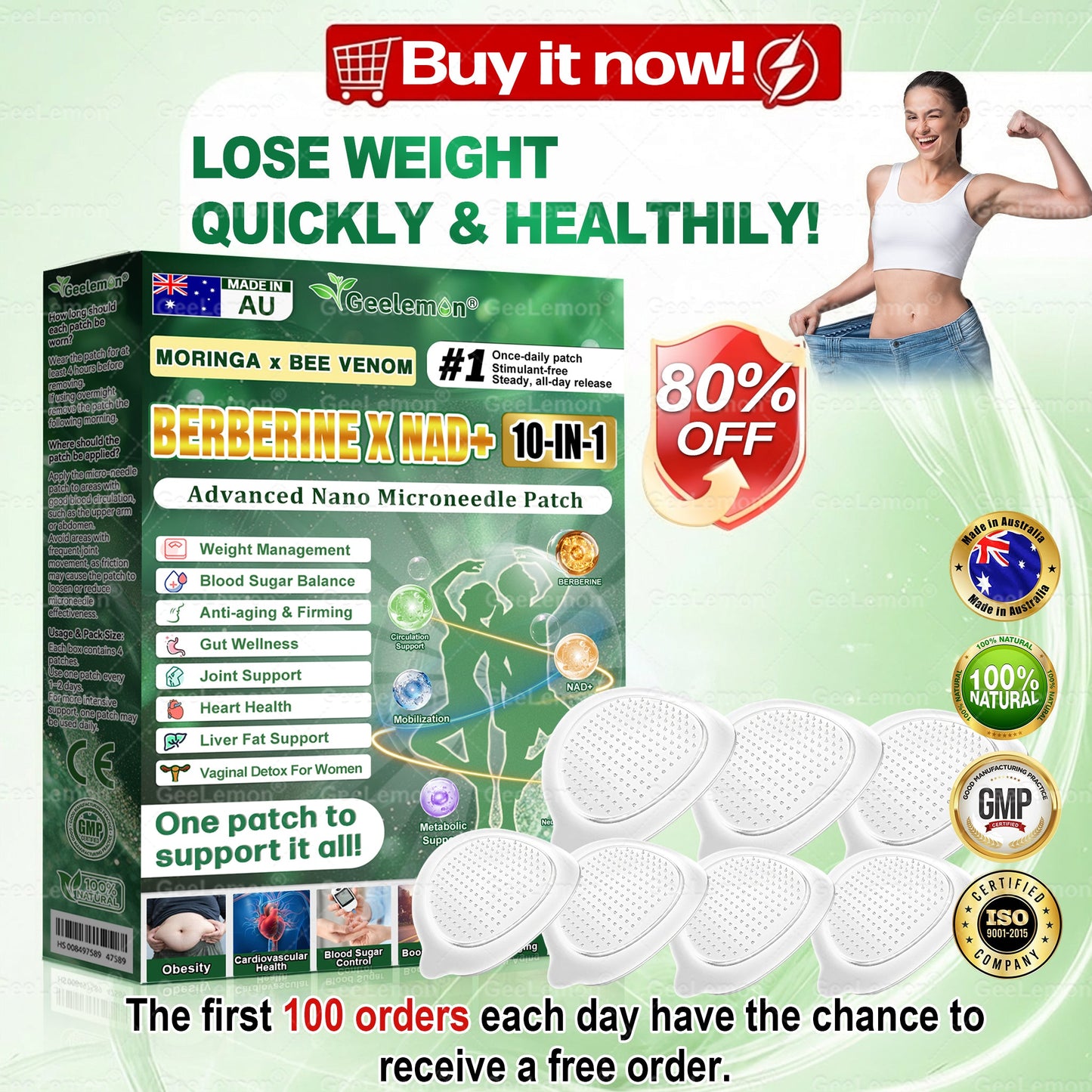 Official AUS Store 🇦🇺  | 🧑‍⚕️🩺 𝐆𝐞𝐞𝐋𝐞𝐦𝐨𝐧® Moringa · Berberine × NAD+ 𝟏𝟎-𝐢𝐧-𝟏 𝐀𝐝𝐯𝐚𝐧𝐜𝐞𝐝 𝐍𝐚𝐧𝐨 𝐌𝐢𝐜𝐫𝐨𝐧𝐞𝐞𝐝𝐥𝐞 𝐏𝐚𝐭𝐜𝐡 — 𝐎𝐧𝐜𝐞 𝐃𝐚𝐢𝐥𝐲, 𝐕𝐢𝐬𝐢𝐛𝐥𝐞 𝐑𝐞𝐬𝐮𝐥𝐭𝐬 𝐢𝐧 𝟕 𝐃𝐚𝐲𝐬