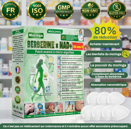 🫙🩸 𝐆𝐞𝐞𝐋𝐞𝐦𝐨𝐧® Moringa · Berberine × NAD+ 10 en 1 Patch Nano-Microneedle Avancé (À utiliser une fois par jour. Résultats visibles en 7 jours)
