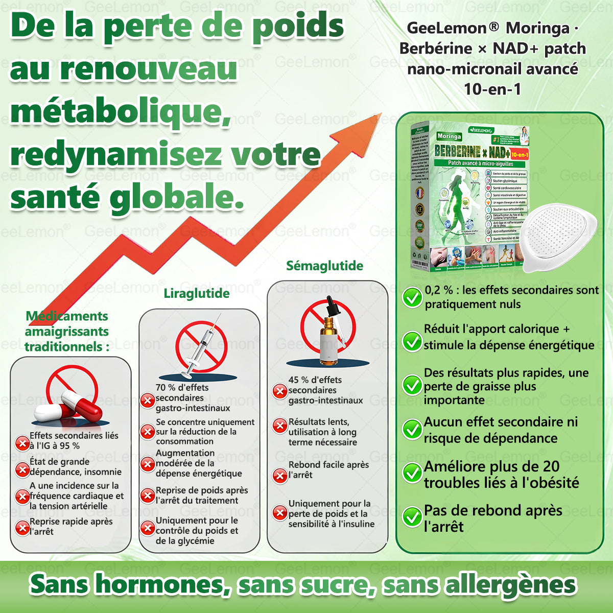 🫙🩸 𝐆𝐞𝐞𝐋𝐞𝐦𝐨𝐧® Moringa · Berberine × NAD+ 10 en 1 Patch Nano-Microneedle Avancé (À utiliser une fois par jour. Résultats visibles en 7 jours)