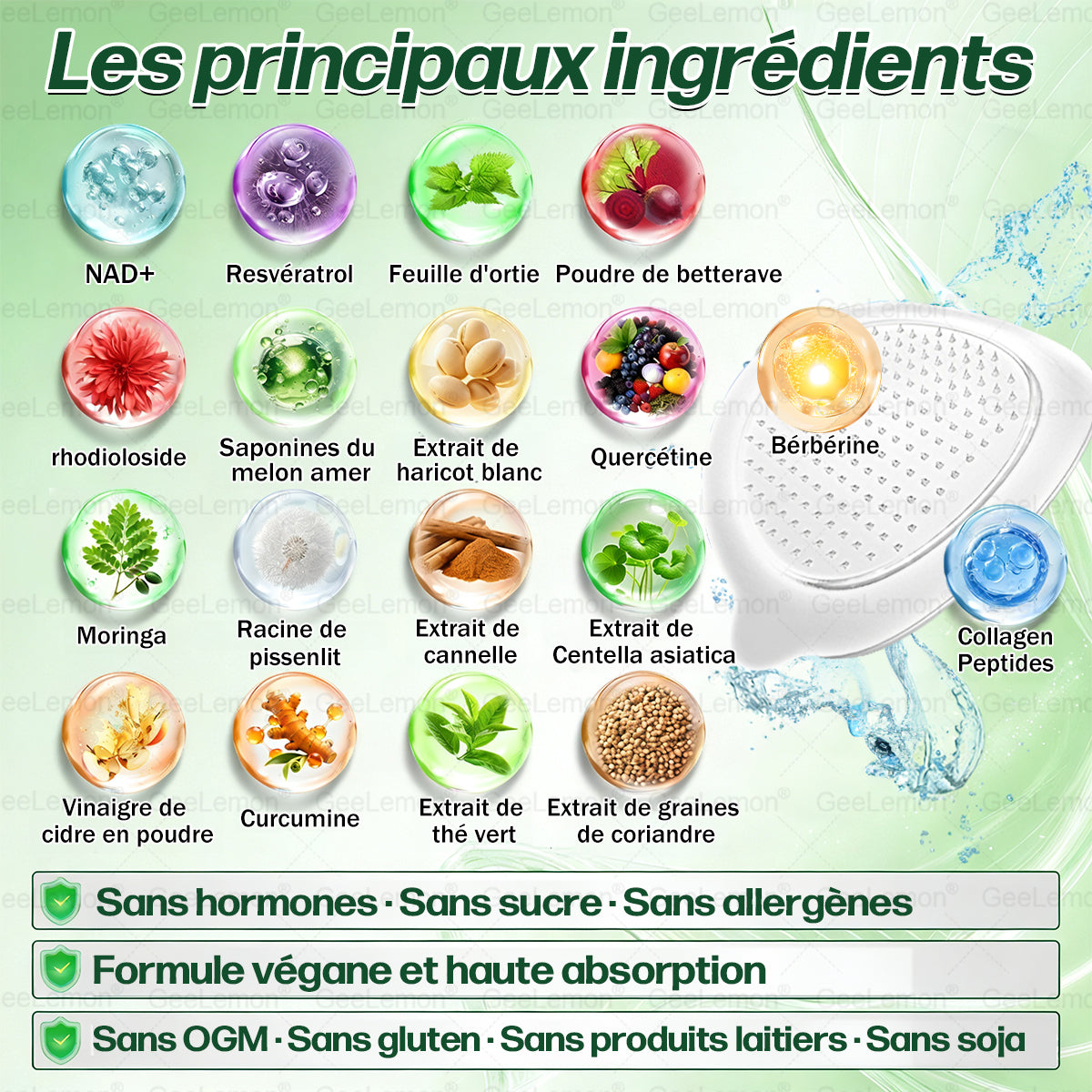 🫙🩸 𝐆𝐞𝐞𝐋𝐞𝐦𝐨𝐧® Moringa · Berberine × NAD+ 10 en 1 Patch Nano-Microneedle Avancé (À utiliser une fois par jour. Résultats visibles en 7 jours)