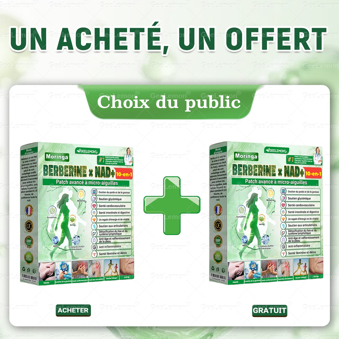 🫙🩸 𝐆𝐞𝐞𝐋𝐞𝐦𝐨𝐧® Moringa · Berberine × NAD+ 10 en 1 Patch Nano-Microneedle Avancé (À utiliser une fois par jour. Résultats visibles en 7 jours)