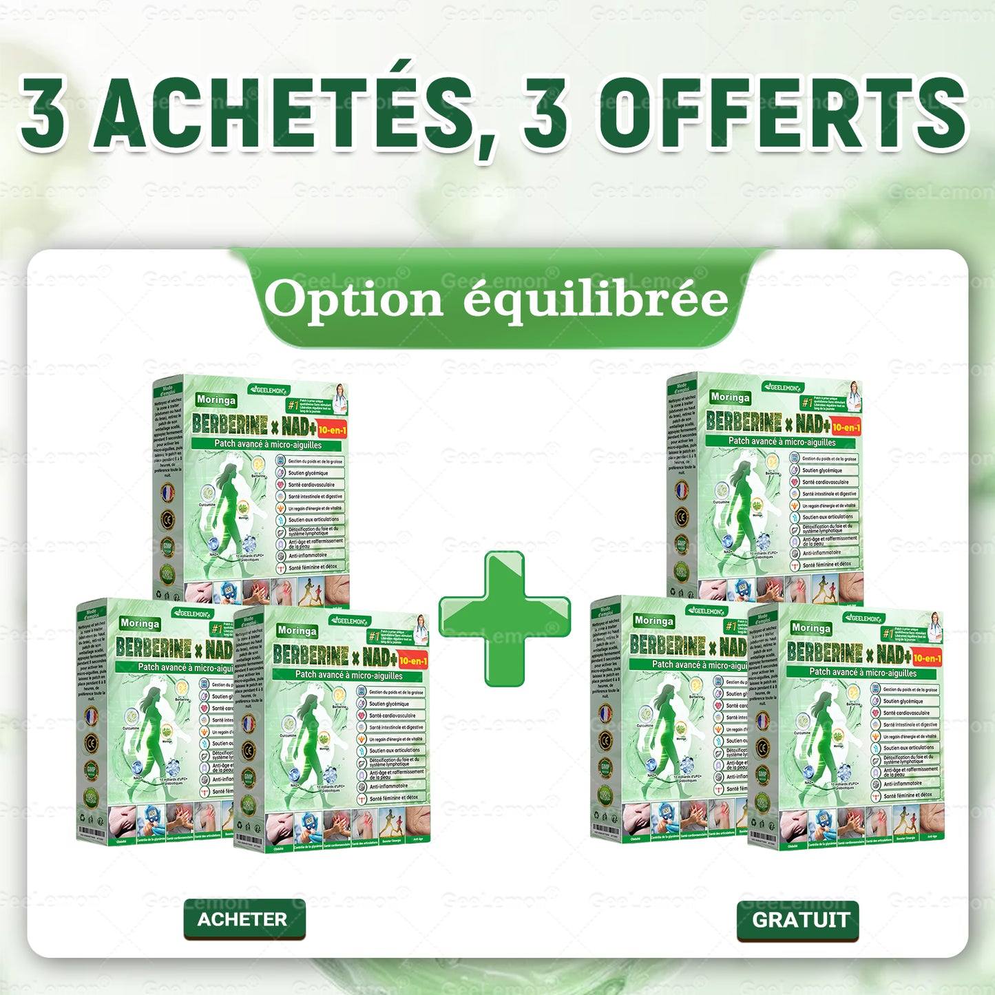 🫙🩸 𝐆𝐞𝐞𝐋𝐞𝐦𝐨𝐧® Moringa · Berberine × NAD+ 10 en 1 Patch Nano-Microneedle Avancé (À utiliser une fois par jour. Résultats visibles en 7 jours)