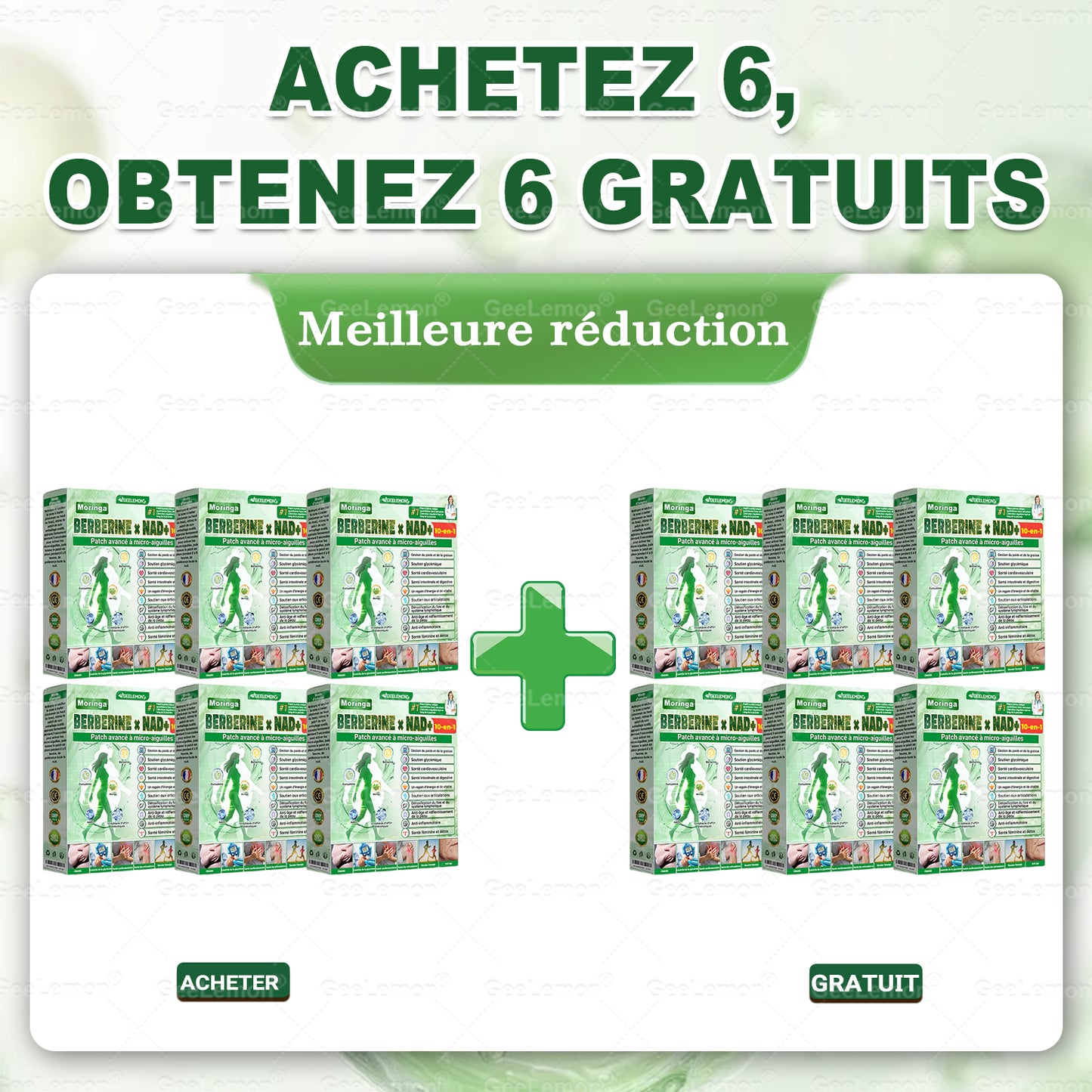 🫙🩸 𝐆𝐞𝐞𝐋𝐞𝐦𝐨𝐧® Moringa · Berberine × NAD+ 10 en 1 Patch Nano-Microneedle Avancé (À utiliser une fois par jour. Résultats visibles en 7 jours)