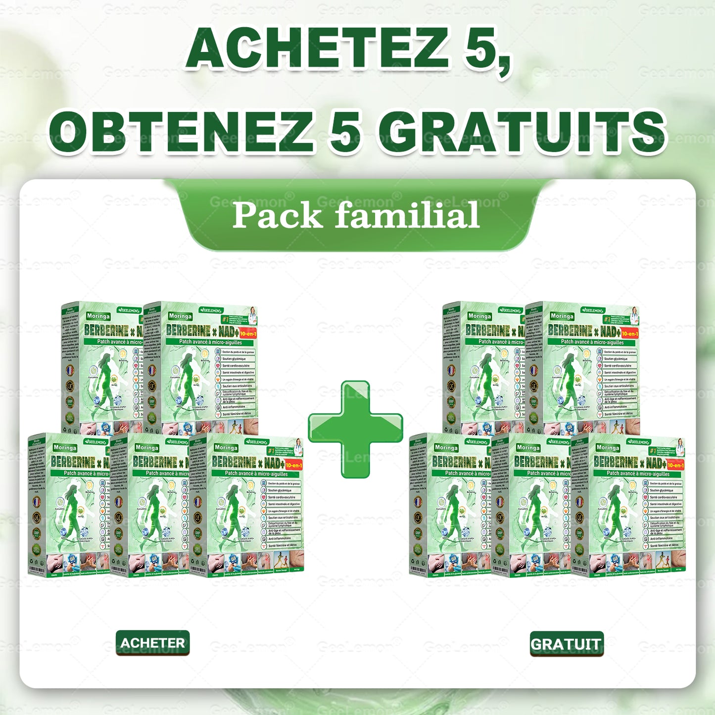 🫙🩸 𝐆𝐞𝐞𝐋𝐞𝐦𝐨𝐧® Moringa · Berberine × NAD+ 10 en 1 Patch Nano-Microneedle Avancé (À utiliser une fois par jour. Résultats visibles en 7 jours)
